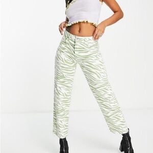 Bershka Green Zebra Pants size 10